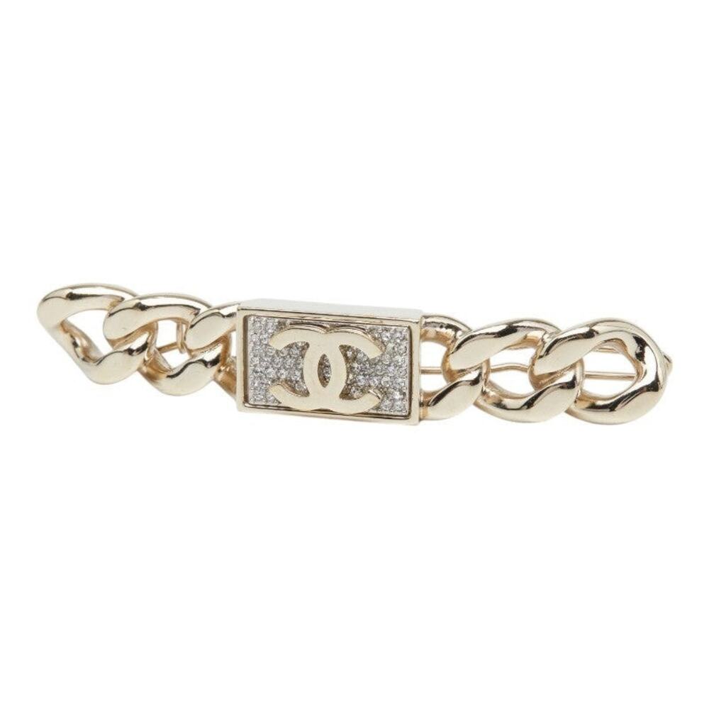 Chanel CC Logo Chain Motif Gold Plated Barrette